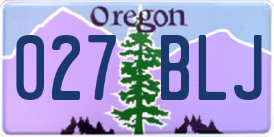 OR license plate 027BLJ
