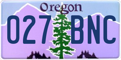 OR license plate 027BNC
