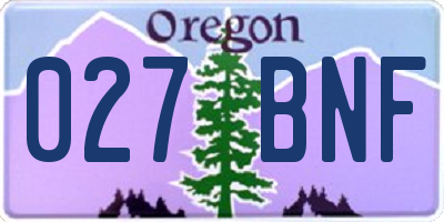 OR license plate 027BNF