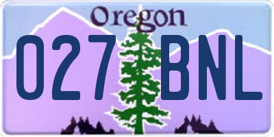 OR license plate 027BNL