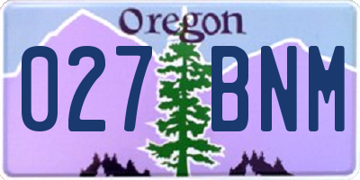 OR license plate 027BNM
