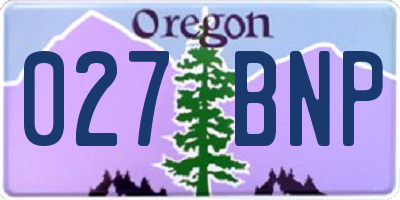 OR license plate 027BNP
