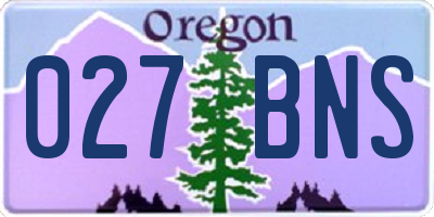OR license plate 027BNS