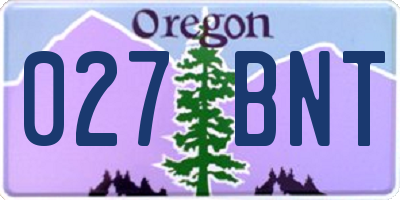 OR license plate 027BNT
