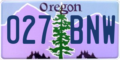 OR license plate 027BNW