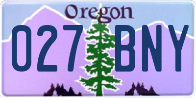 OR license plate 027BNY