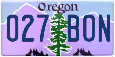 OR license plate 027BON