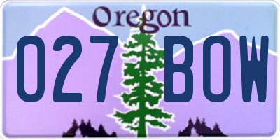 OR license plate 027BOW