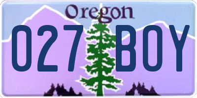 OR license plate 027BOY