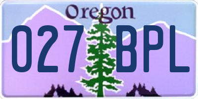 OR license plate 027BPL