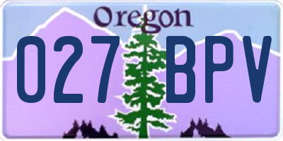 OR license plate 027BPV