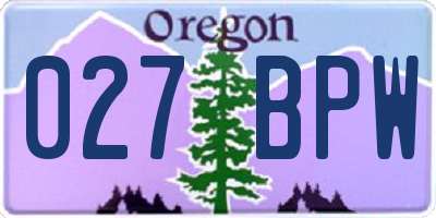 OR license plate 027BPW