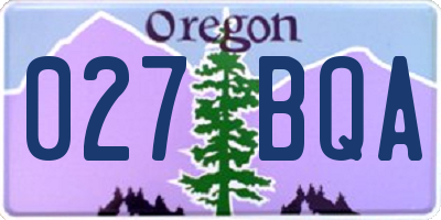 OR license plate 027BQA