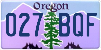 OR license plate 027BQF