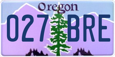 OR license plate 027BRE
