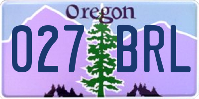 OR license plate 027BRL