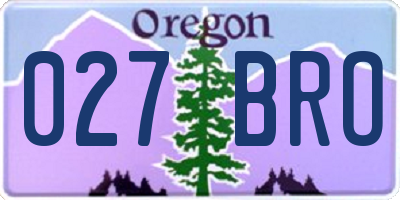 OR license plate 027BRO