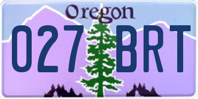 OR license plate 027BRT