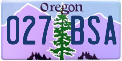 OR license plate 027BSA