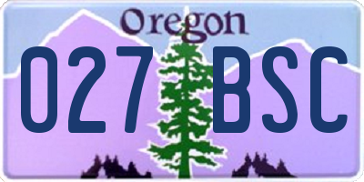 OR license plate 027BSC
