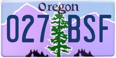 OR license plate 027BSF