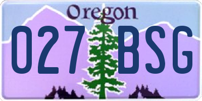 OR license plate 027BSG