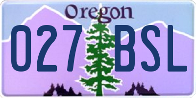 OR license plate 027BSL