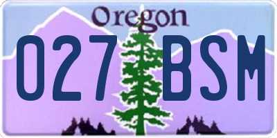 OR license plate 027BSM