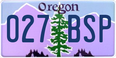 OR license plate 027BSP