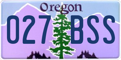 OR license plate 027BSS