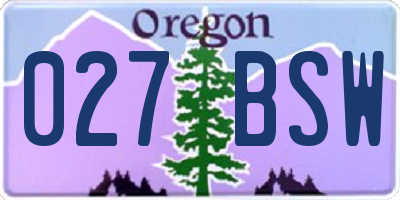 OR license plate 027BSW