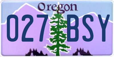OR license plate 027BSY