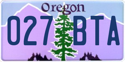 OR license plate 027BTA