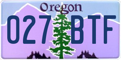 OR license plate 027BTF