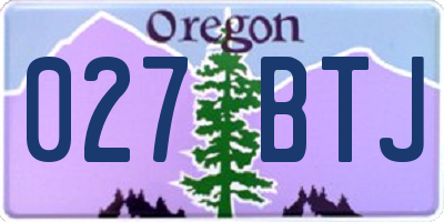 OR license plate 027BTJ
