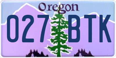 OR license plate 027BTK