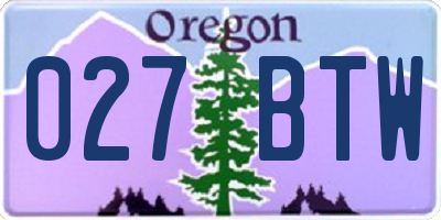 OR license plate 027BTW