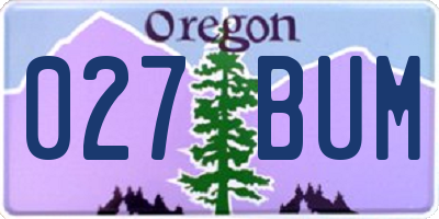 OR license plate 027BUM