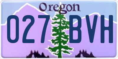 OR license plate 027BVH