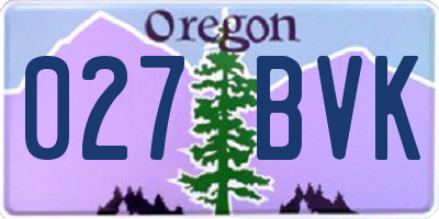 OR license plate 027BVK
