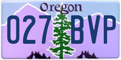 OR license plate 027BVP