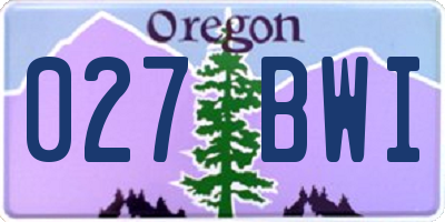 OR license plate 027BWI