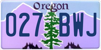 OR license plate 027BWJ