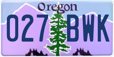 OR license plate 027BWK