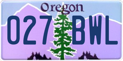 OR license plate 027BWL