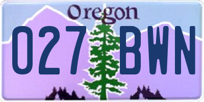 OR license plate 027BWN