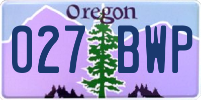 OR license plate 027BWP