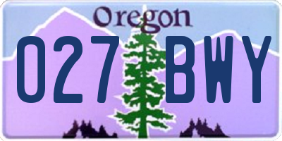 OR license plate 027BWY