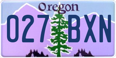 OR license plate 027BXN
