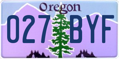 OR license plate 027BYF